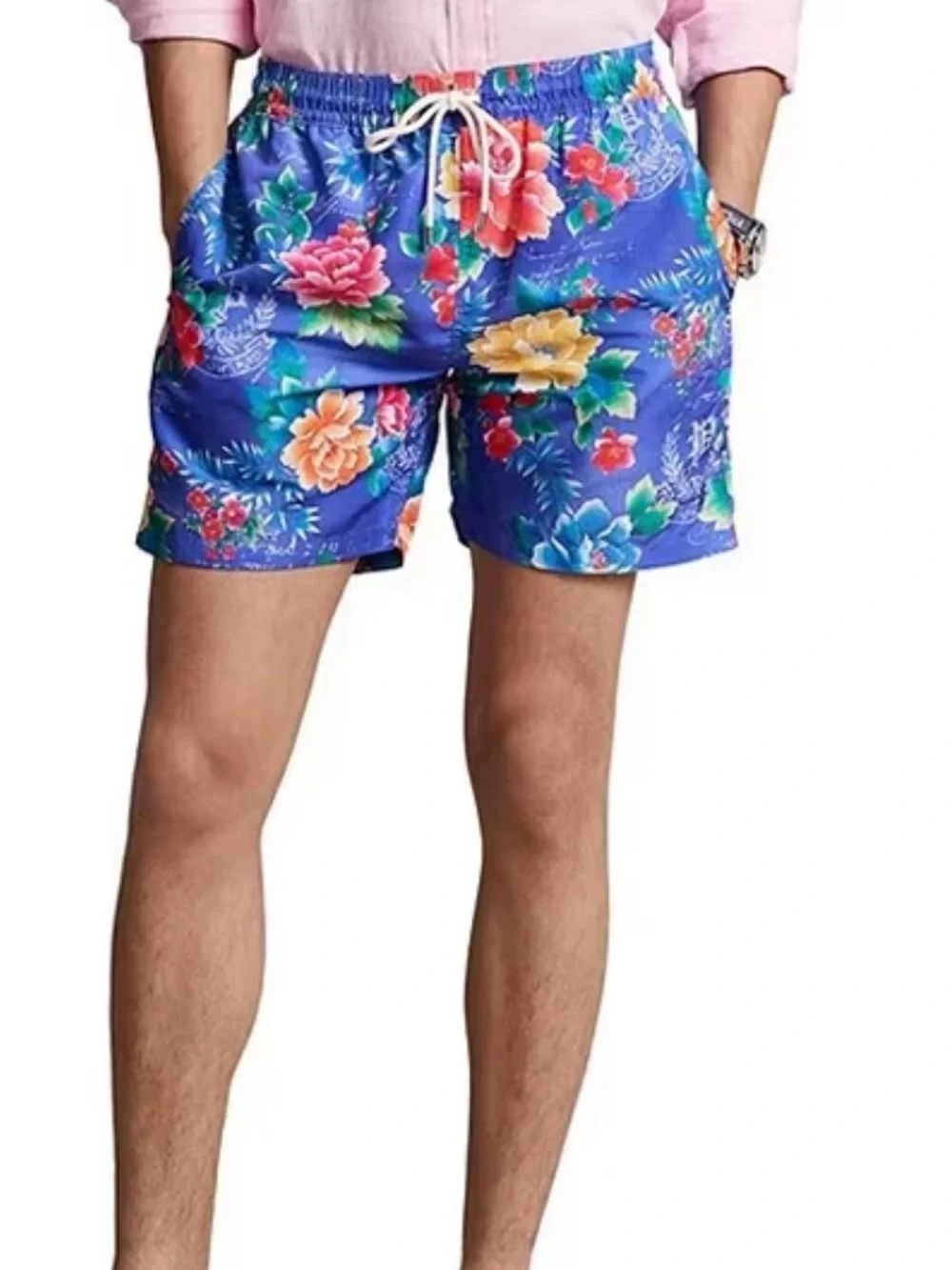 Polo by Ralph Lauren Men's Blue Floral Quick-Dry Swim Trunks